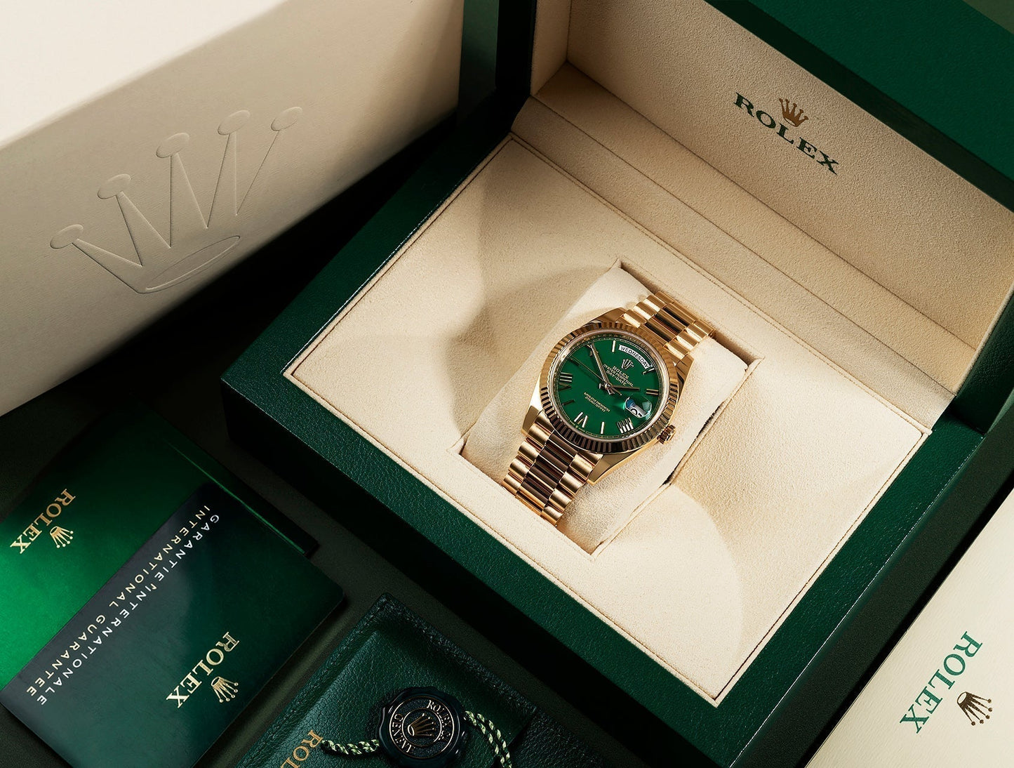 Yellow Gold Green Ombre Roman Numeral Dial